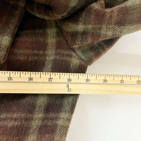 Goode Rider Brown & Green Plaid Double Breasted Coat Jacket Wool - Size Small - Picture 6 of 7